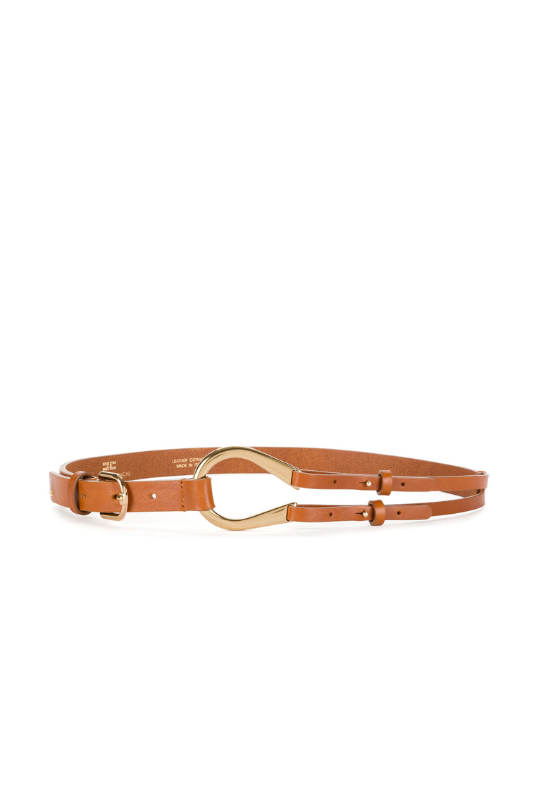 Leather belt with Elisabetta Franchi stirrup - Belts | Elisabetta Franchi® Outlet