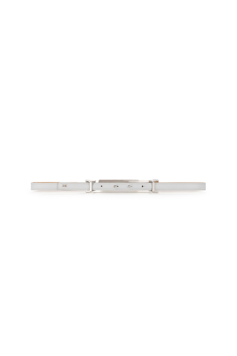 Faux leather thin belt with box buckle - Accessories | Elisabetta Franchi® Outlet