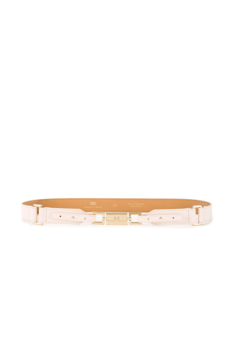 High-waisted belt with gold horsebit - Belts | Elisabetta Franchi® Outlet