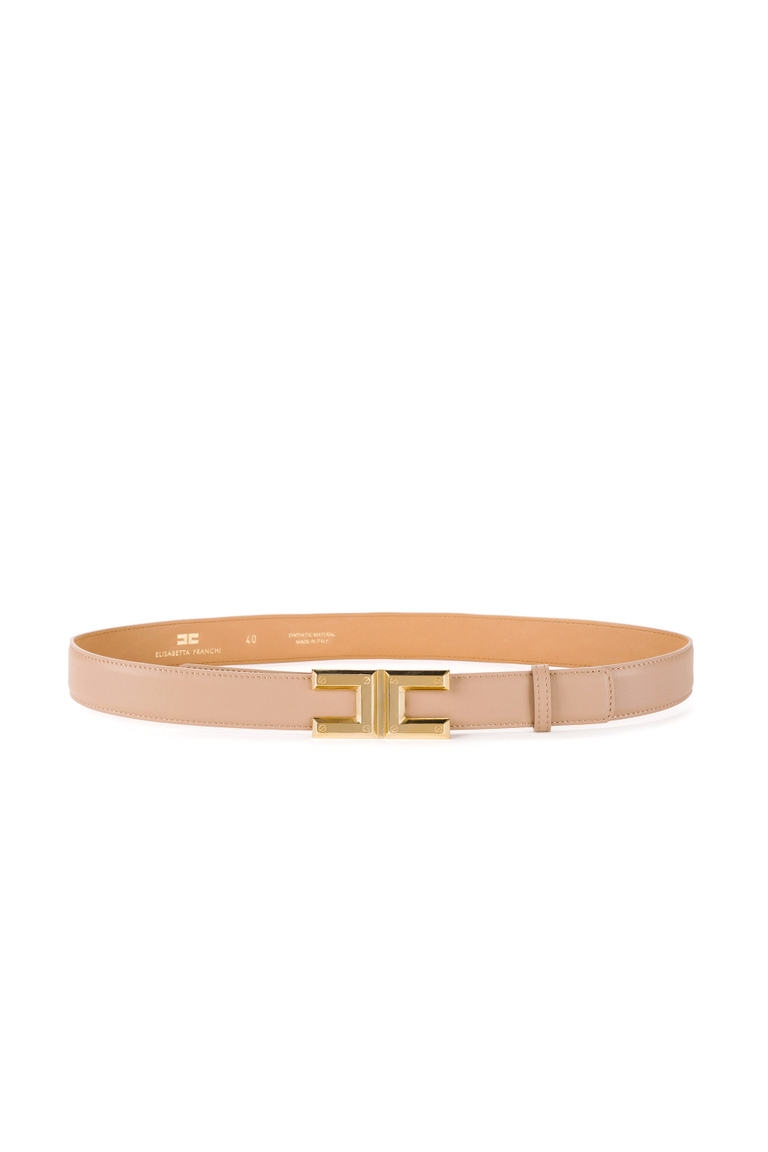 Regular waist belt with gold plaque - Belts | Elisabetta Franchi® Outlet