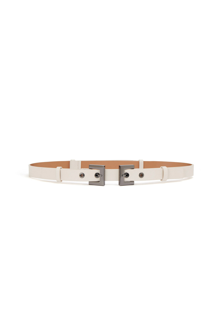 Faux leather thin belt with double buckle - Accessories | Elisabetta Franchi® Outlet