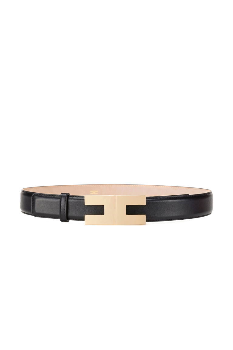 Narrow belt with gold logo - Belts | Elisabetta Franchi® Outlet