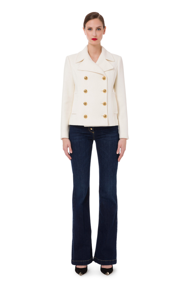 Double-breasted cloth short coat - Jackets | Elisabetta Franchi® Outlet