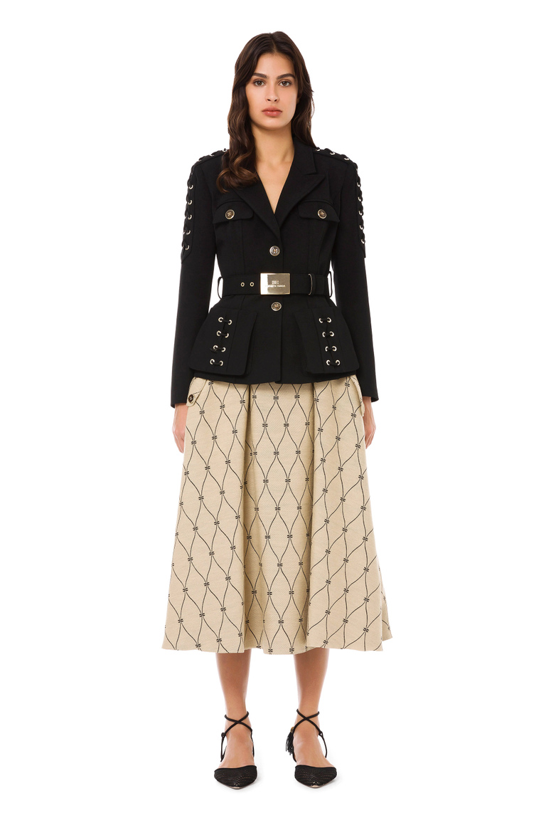 Utility jacket with belt - Preview new collection | Elisabetta Franchi® Outlet