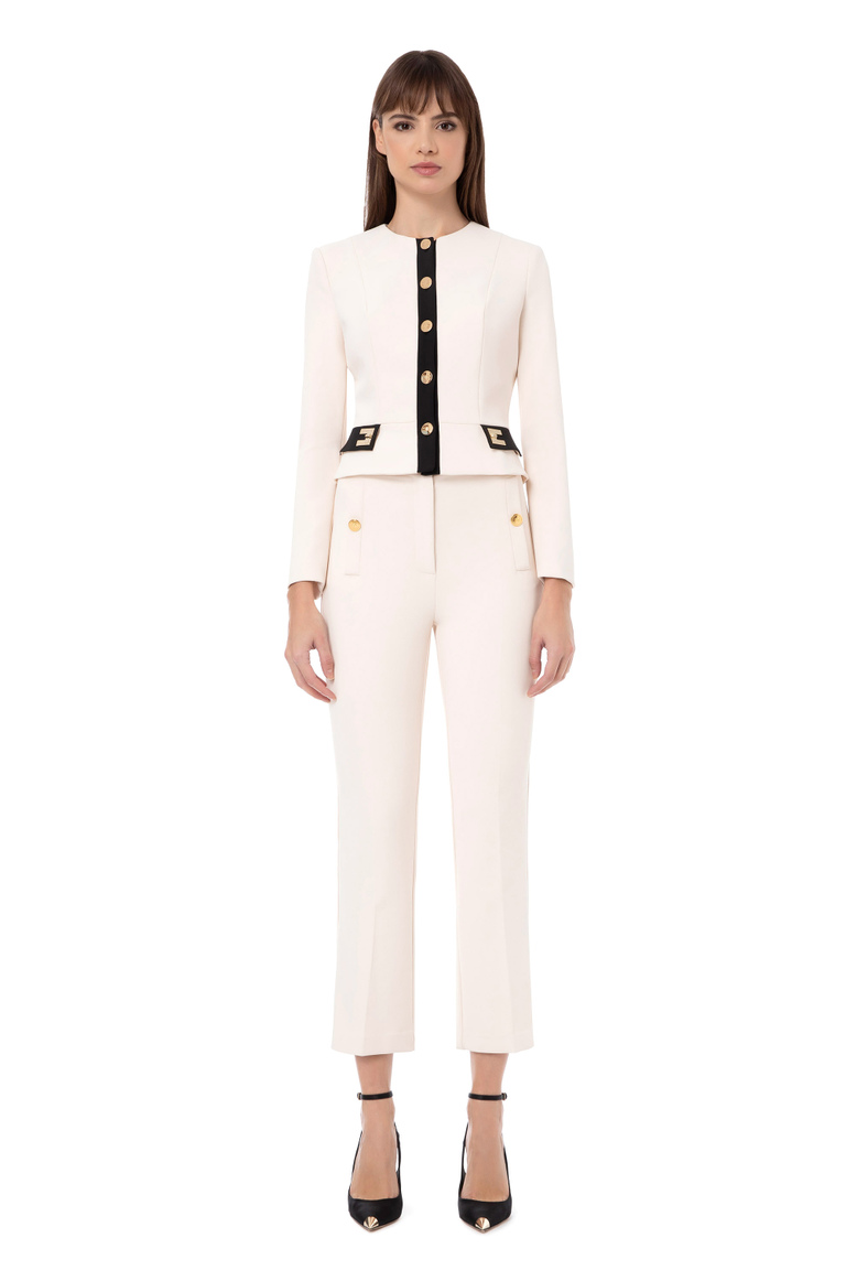 Jacket in stretch double layer crêpe - Jackets | Elisabetta Franchi® Outlet