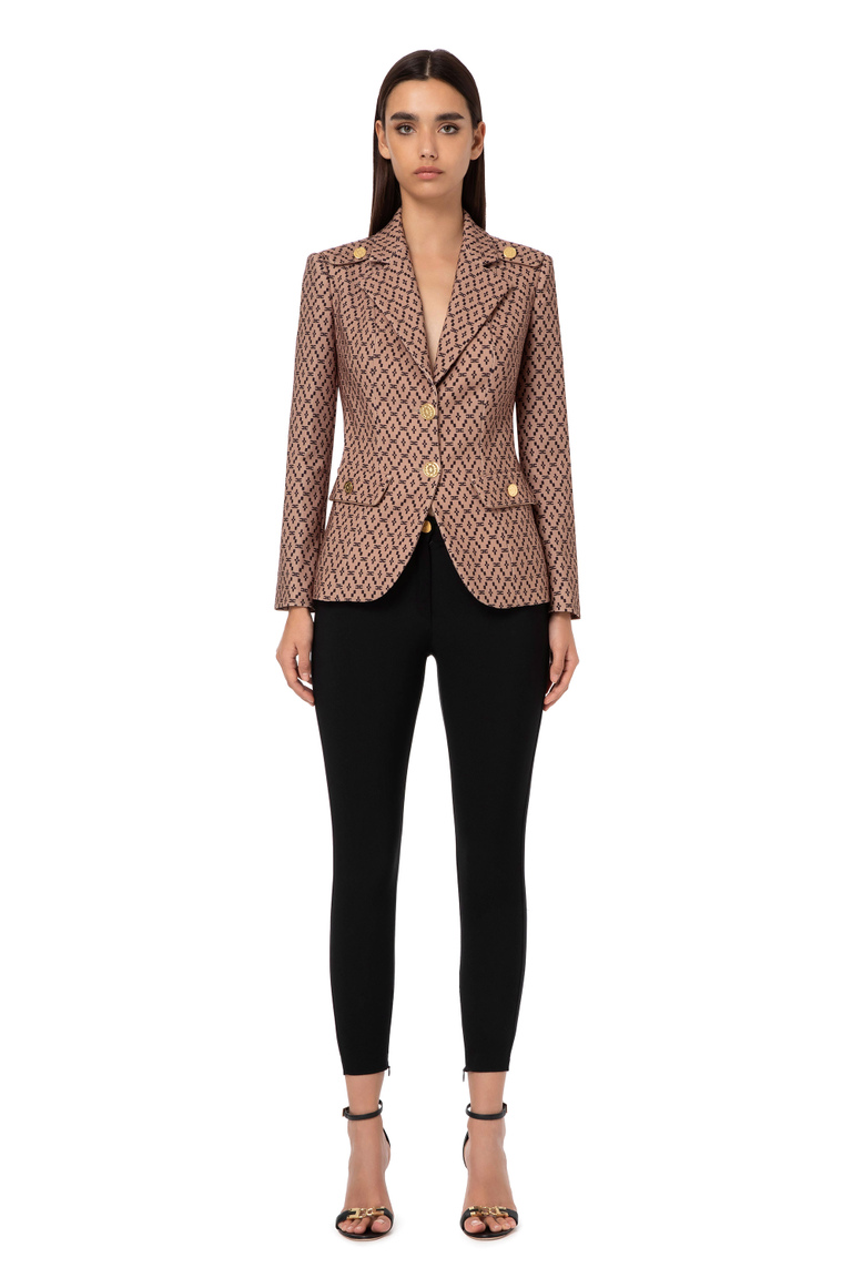 Double layer crêpe jacket with diamond pattern - Jackets | Elisabetta Franchi® Outlet