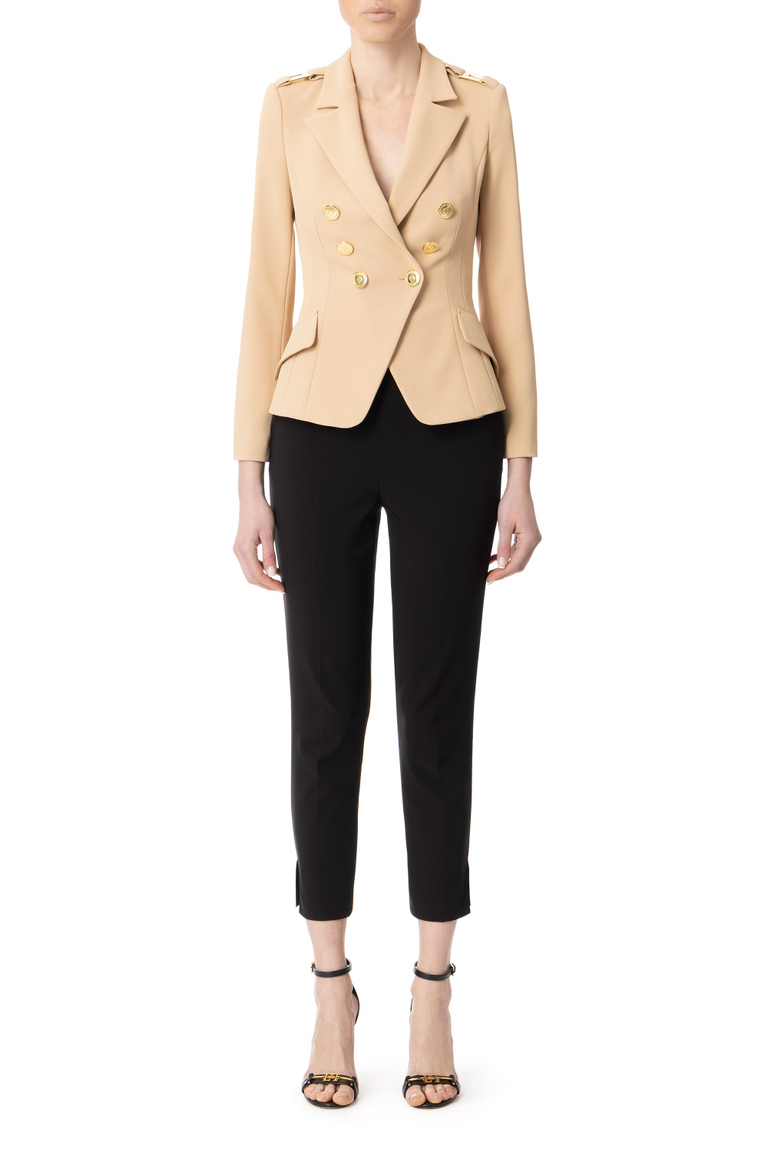 Leichte Jacke aus Doppelkrepp mit Logoknöpfen - Kleidung | Elisabetta Franchi® Outlet