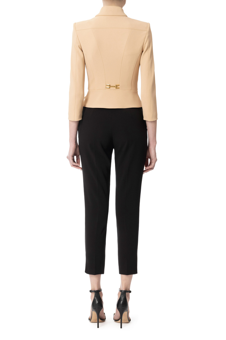 Zweireiher-Jacke aus glänzendem Satin-Crêpe - Kleidung | Elisabetta Franchi® Outlet