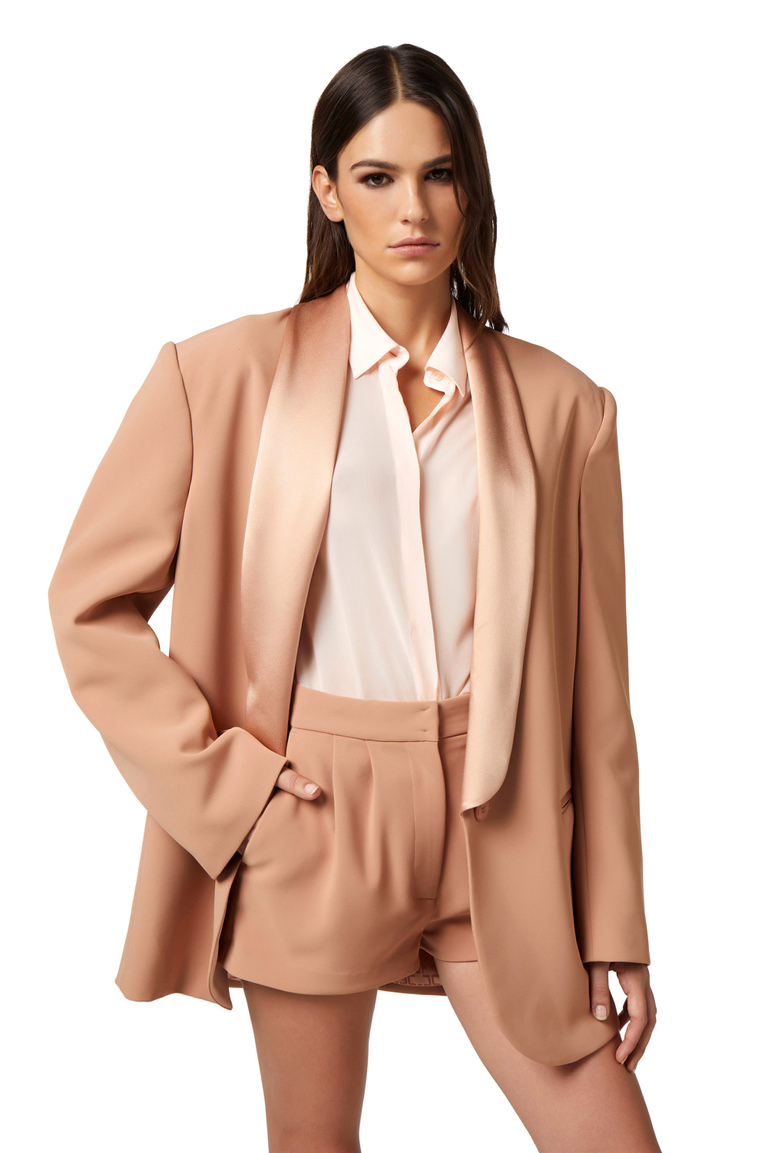 Crêpe jacket with satin shawl lapel - Apparel | Elisabetta Franchi® Outlet