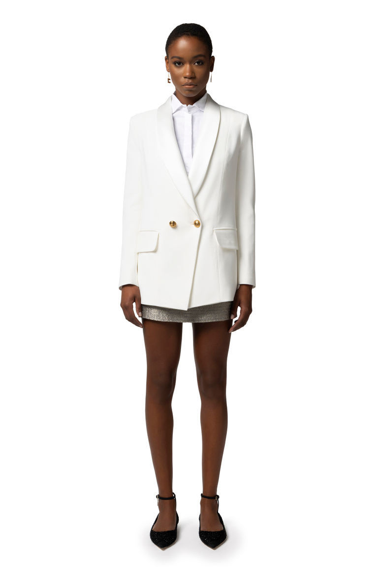 Viscose double-breasted jacket with shawl lapel - Jackets | Elisabetta Franchi® Outlet
