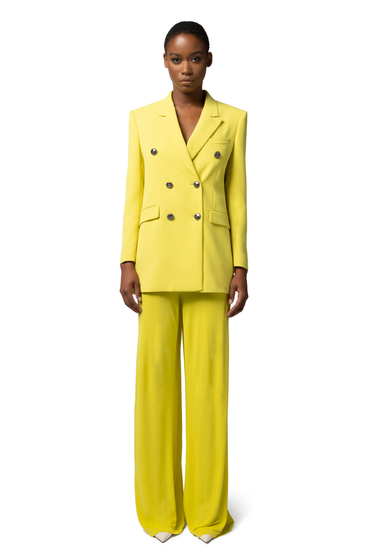 Crêpe double-breasted jacket with peak lapels - Apparel | Elisabetta Franchi® Outlet