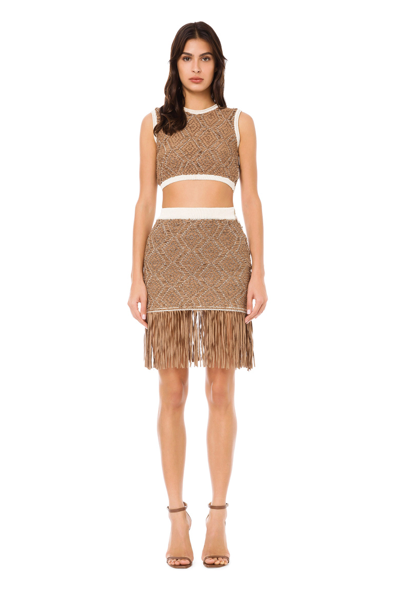 Elisabetta Franchi safari woven skirt - Skirts | Elisabetta Franchi® Outlet