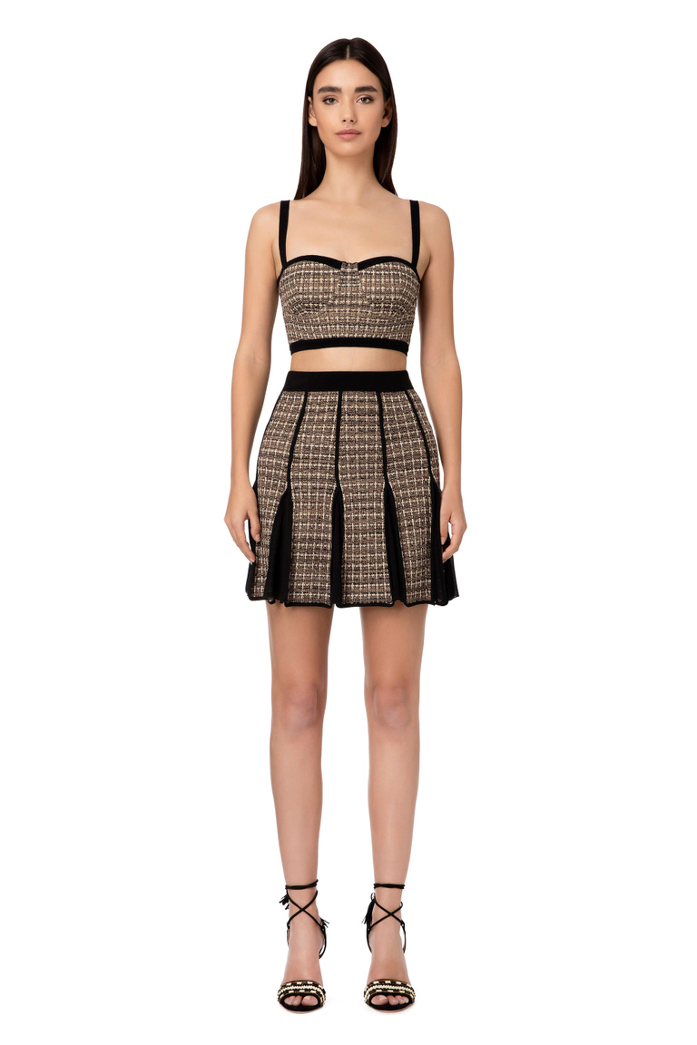 Lurex tweed miniskirt - Mini Skirts | Elisabetta Franchi® Outlet