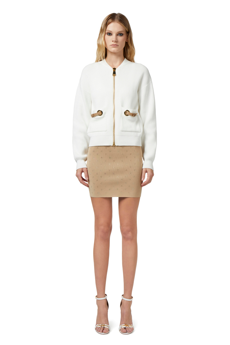 Minigonna in viscosa con lettering in strass - Mini gonne | Elisabetta Franchi® Outlet