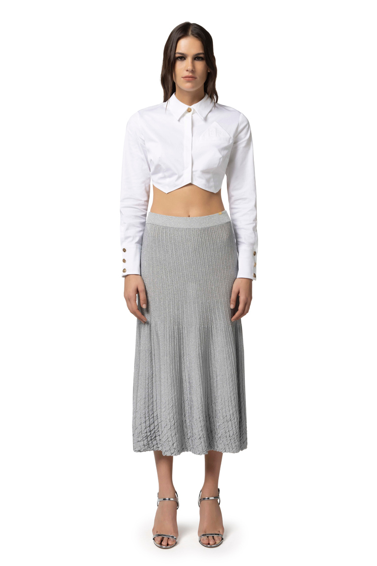 Jupe mi-mollet en viscose métallisée - Midi jupes | Elisabetta Franchi® Outlet