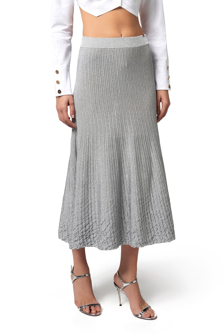 Metallic viscose midi skirt - Midi Skirts | Elisabetta Franchi® Outlet