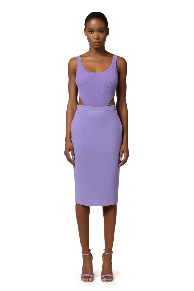 Jupe mi-mollet en crêpe stretch avec breloques - Midi jupes | Elisabetta Franchi® Outlet