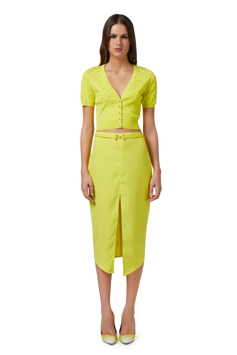 Jupe mi-mollet en crêpe fluide avec fente centrale - Midi jupes | Elisabetta Franchi® Outlet