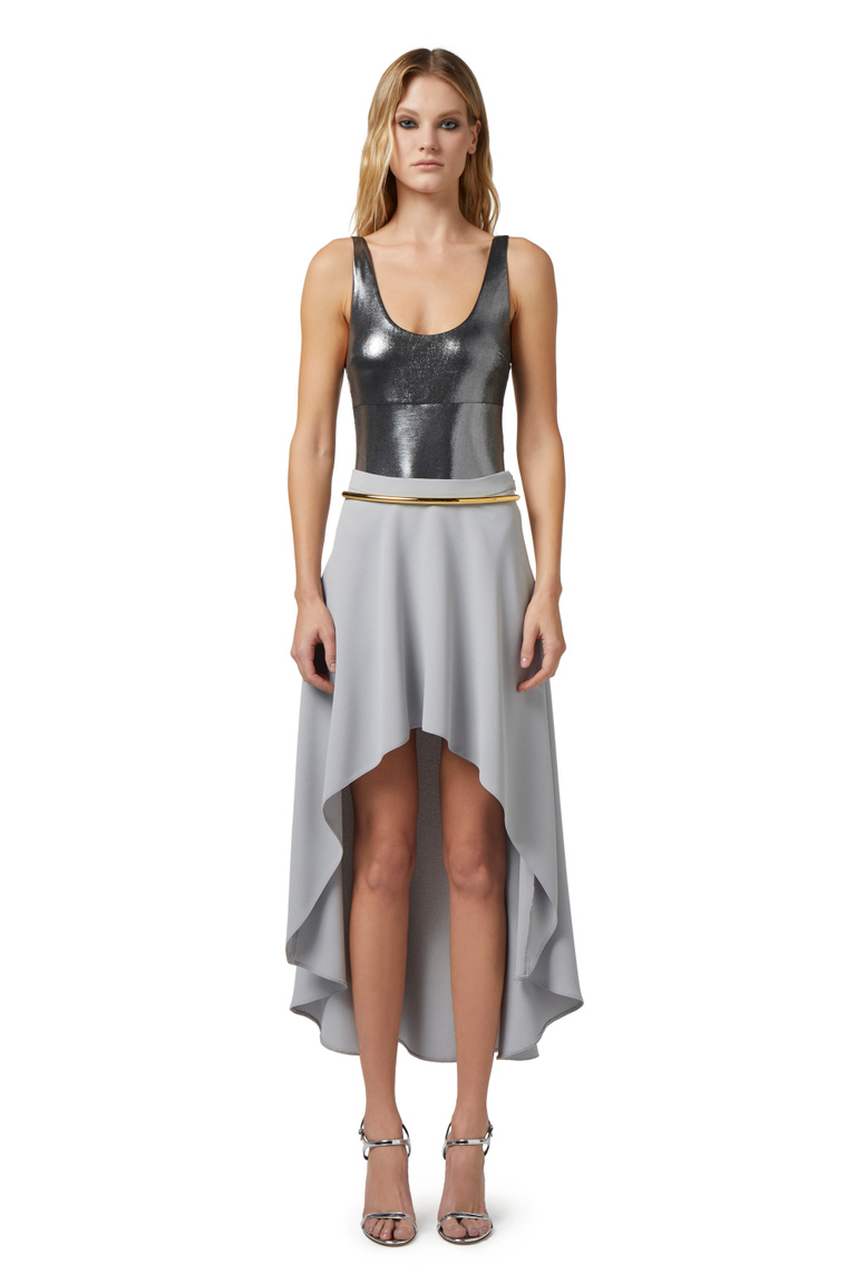 Jupe mi-mollet asymétrique en crêpe - Midi jupes | Elisabetta Franchi® Outlet