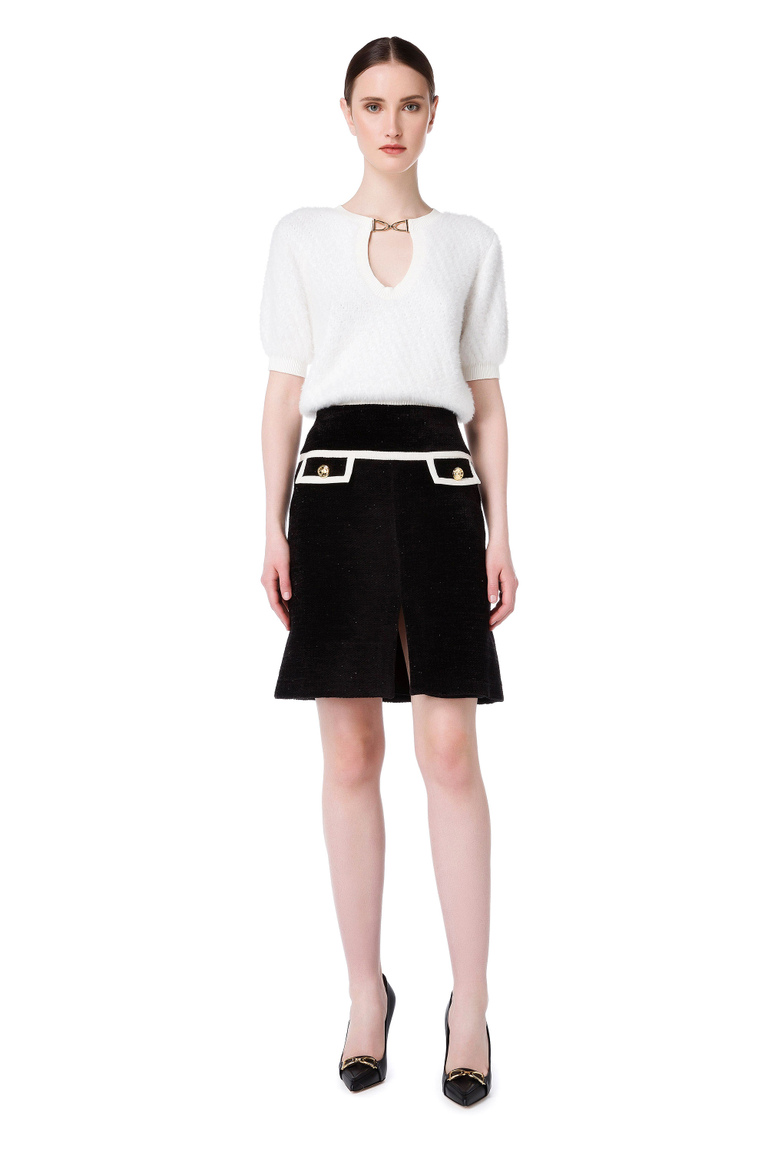 Tweed skirt with contrasting edges - Mini Skirts | Elisabetta Franchi® Outlet