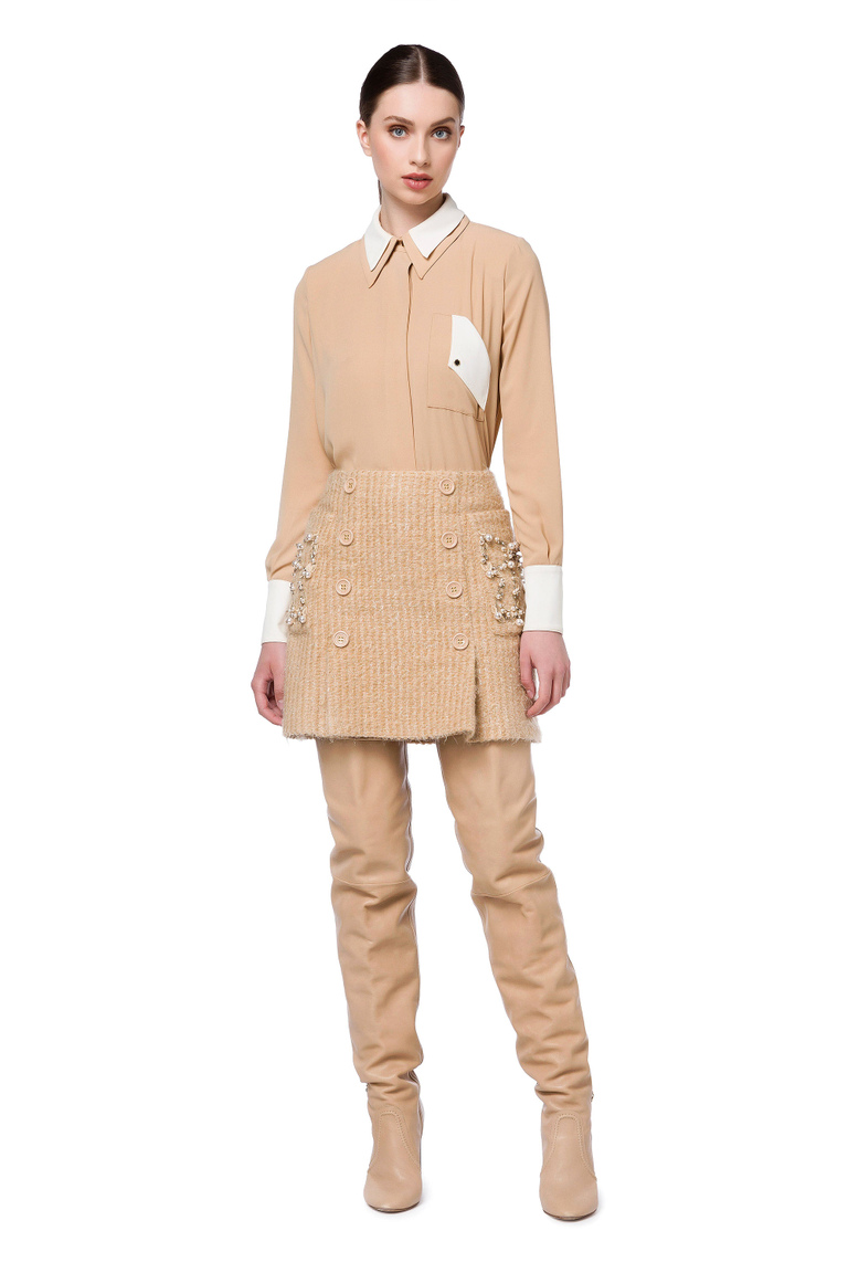 Tweed miniskirt by Elisabetta Franchi - Mini Skirts | Elisabetta Franchi® Outlet