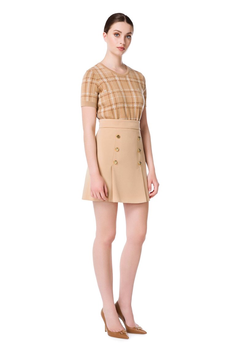 Falda corta de botones con logotipo - Faldas | Elisabetta Franchi® Outlet