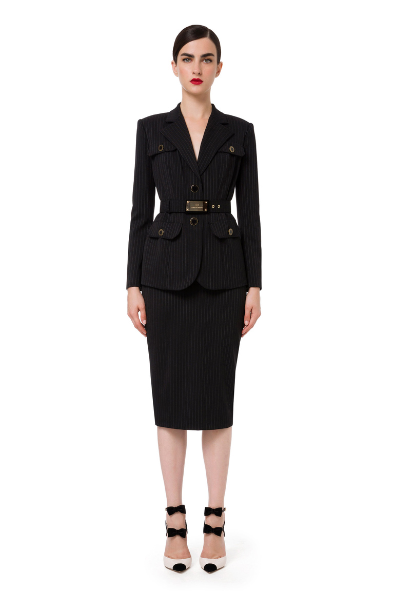 Pinstriped pencil skirt with charms - Special sale | Elisabetta Franchi® Outlet
