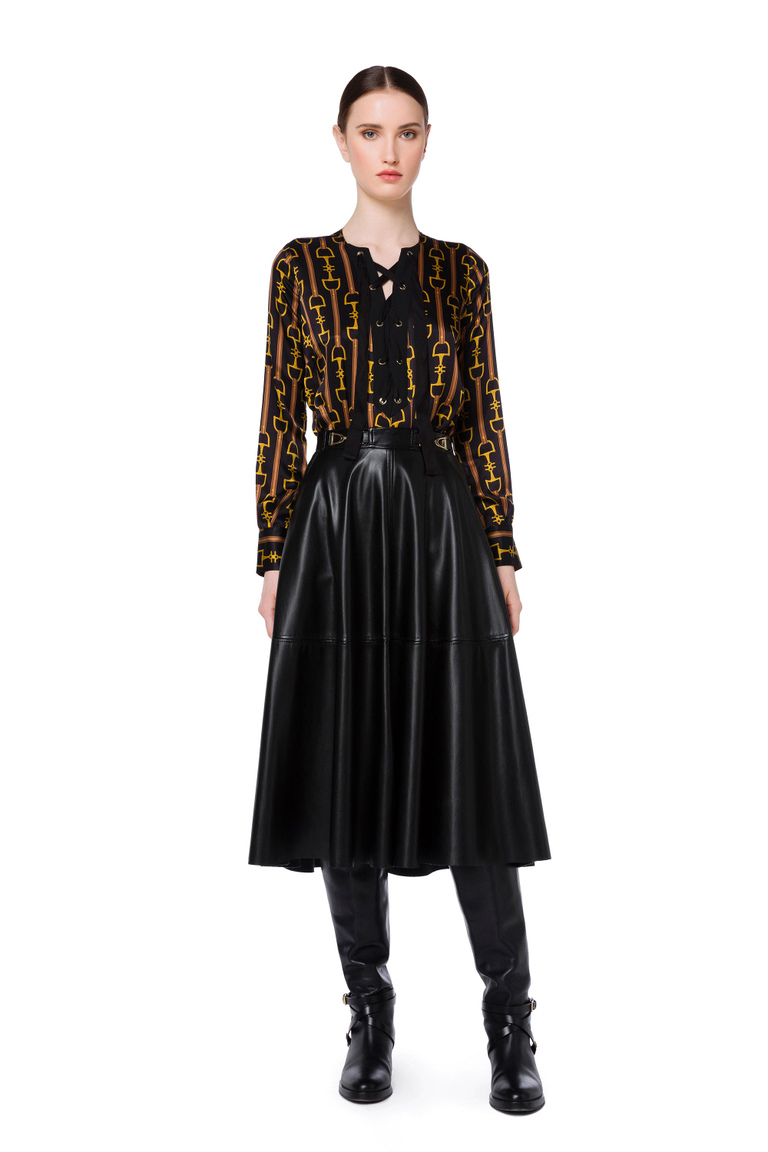 Circle skirt with metal horsebits - Midi Skirts | Elisabetta Franchi® Outlet
