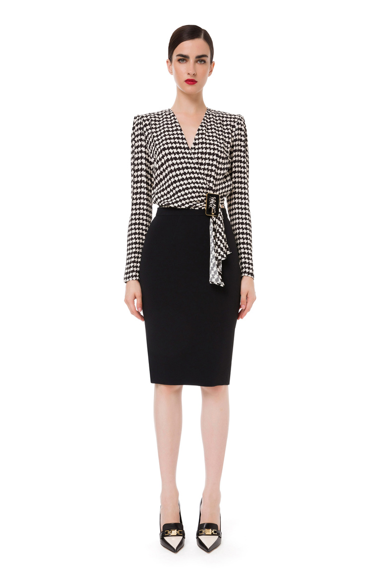 Pencil skirt in crêpe fabric - Skirts | Elisabetta Franchi® Outlet