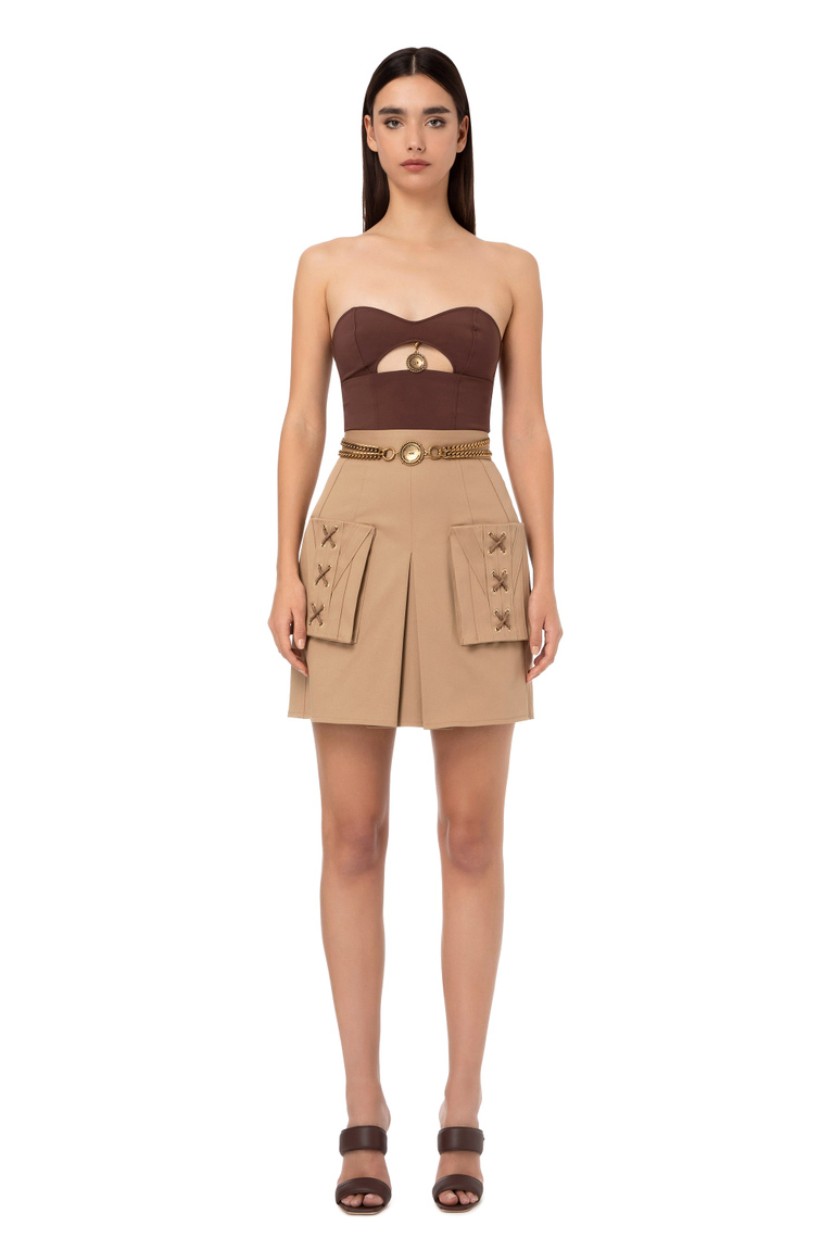 Textured miniskirt with criss-cross pattern - Skirts | Elisabetta Franchi® Outlet