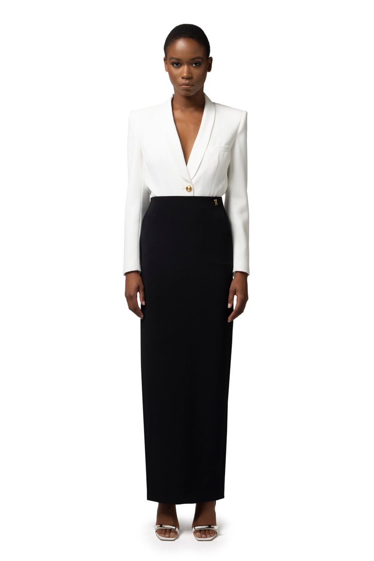 Body-Jacke aus Crêpe mit Schalrevers - Bodysuits | Elisabetta Franchi® Outlet