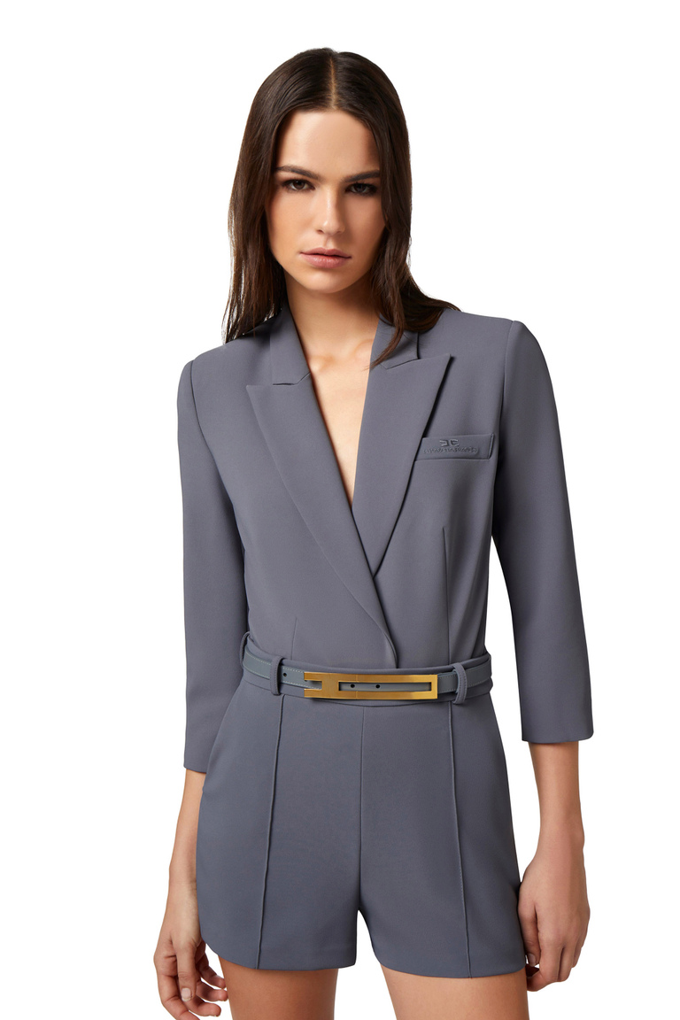 Body-Jacke aus Crêpe mit steigendem Revers - Bodysuits | Elisabetta Franchi® Outlet