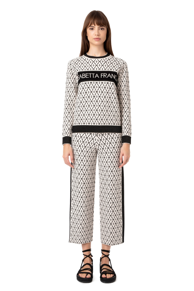 Palazzo trousers with diamond pattern - Joggings | Elisabetta Franchi® Outlet