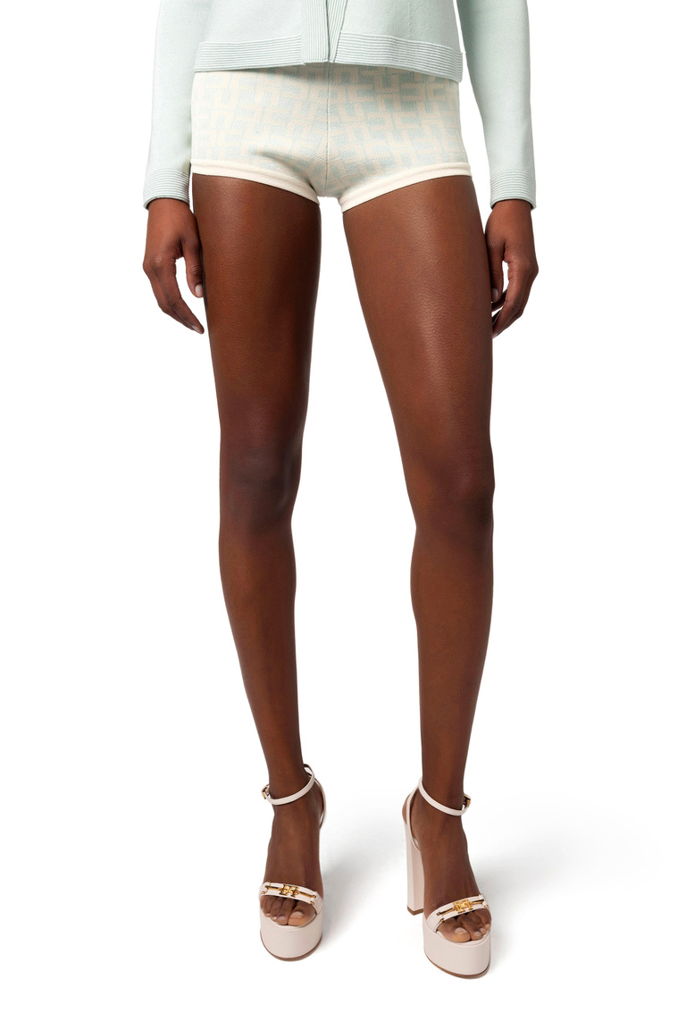 All-over jacquard logo shorts - Shorts | Elisabetta Franchi® Outlet