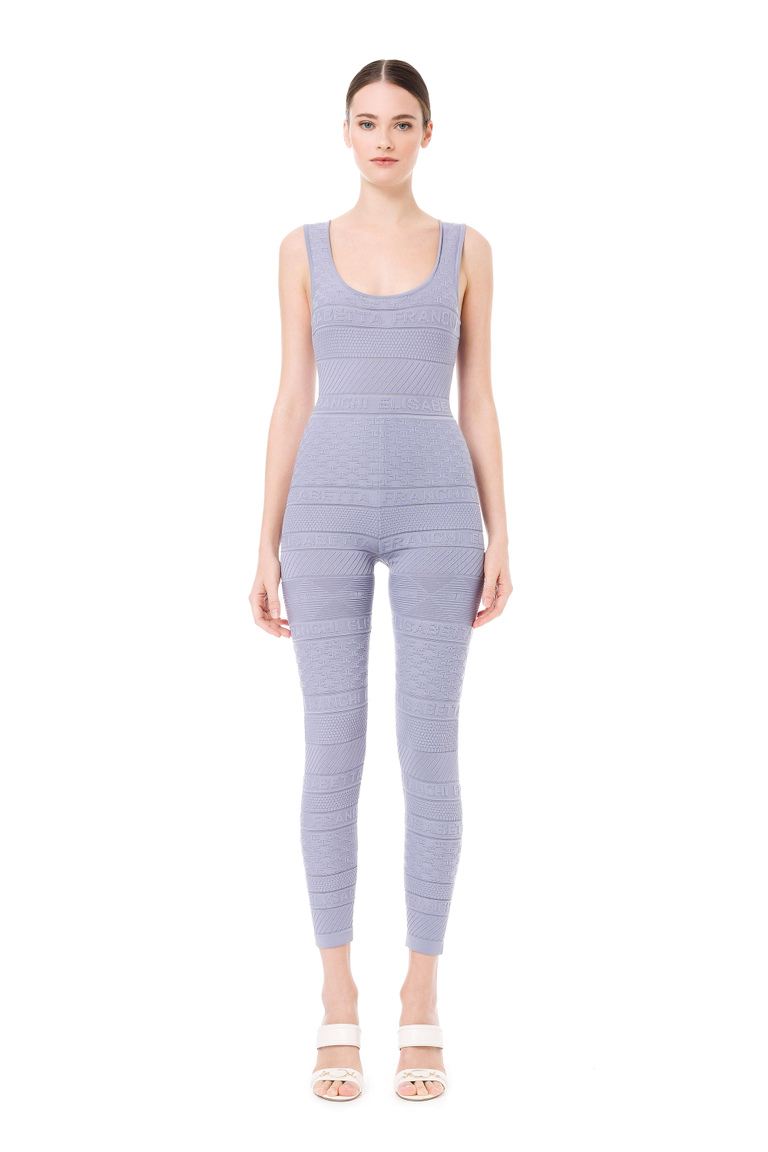 Slim fitting jumpsuit in jacquard knit with logo - Jumpsuits | Elisabetta Franchi® Outlet