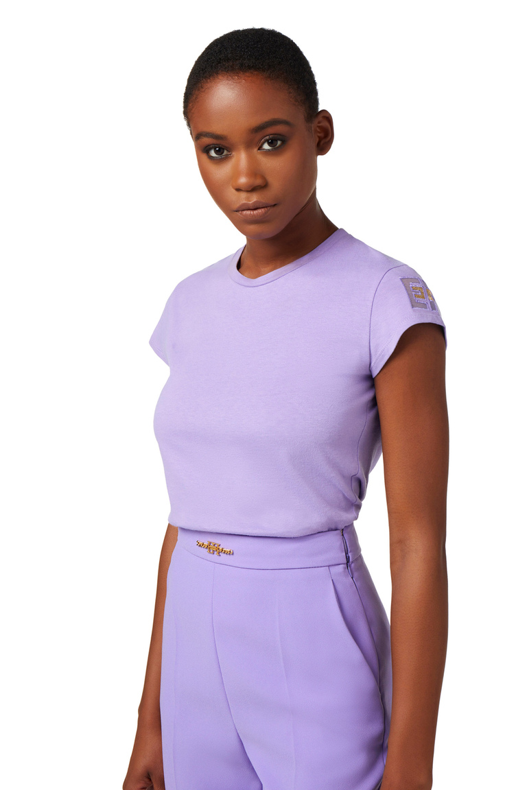 T-shirt in jersey con ricamo - Top e T-shirts | Elisabetta Franchi® Outlet