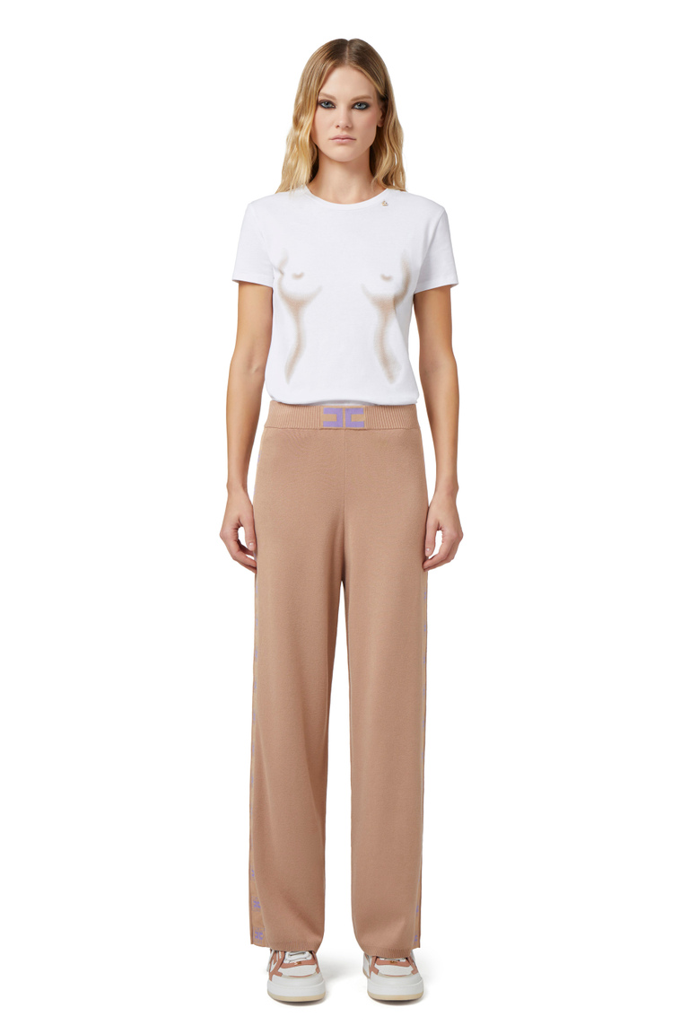 Jersey T-shirt with body morph print - T-shirts | Elisabetta Franchi® Outlet