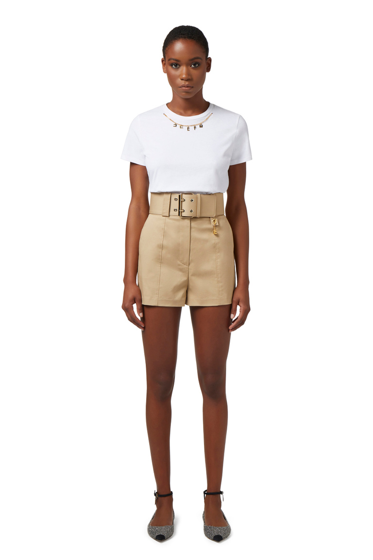 Jersey t-shirt with charm accessory - Top e T-shirts | Elisabetta Franchi® Outlet