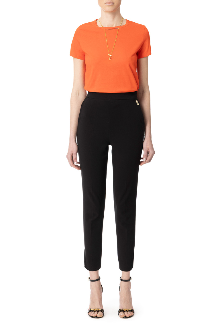 Jersey T-shirt with cut-out and necklace - Top e T-shirts | Elisabetta Franchi® Outlet
