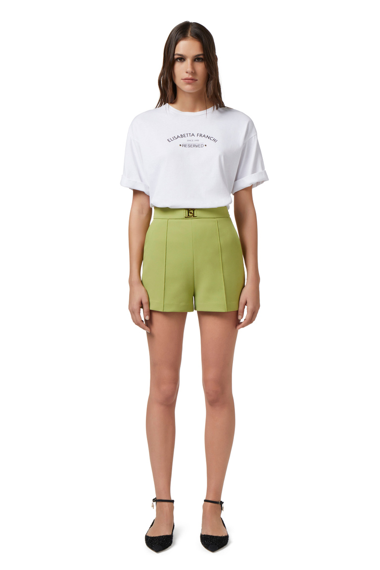 Jersey T-shirt with logo print - T-shirts | Elisabetta Franchi® Outlet