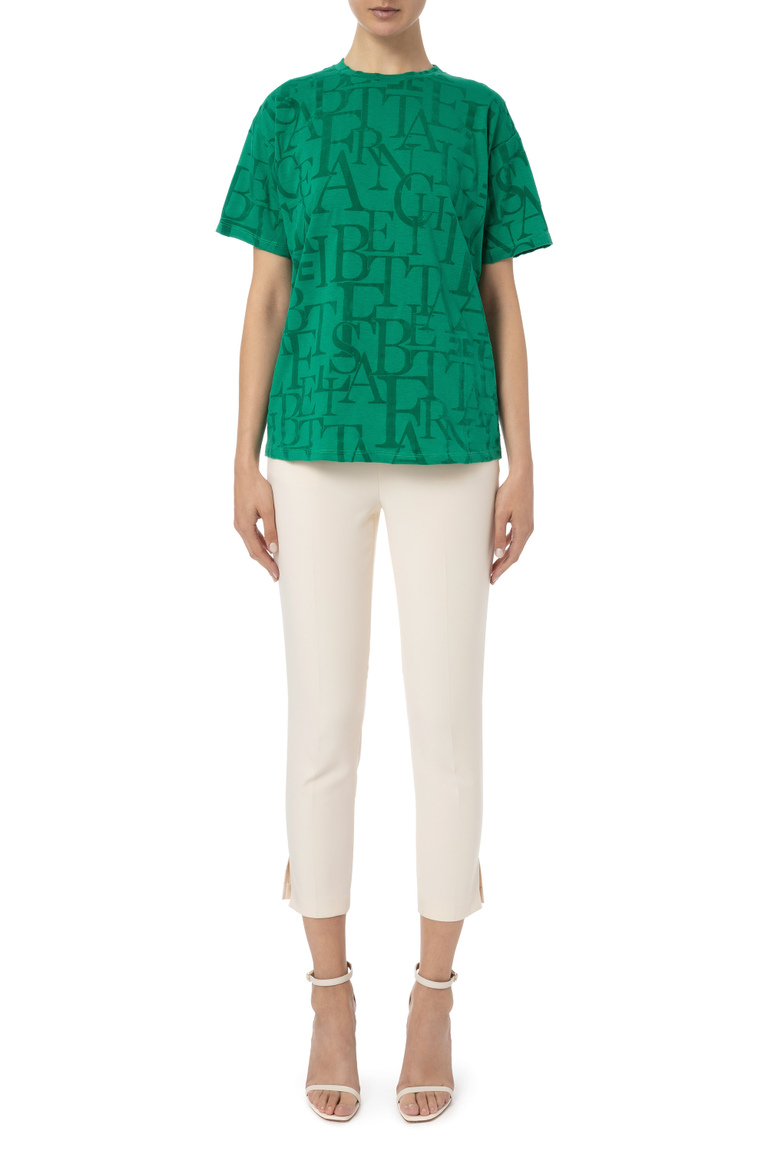 Cotton T-shirt with flock print - T-shirts | Elisabetta Franchi® Outlet