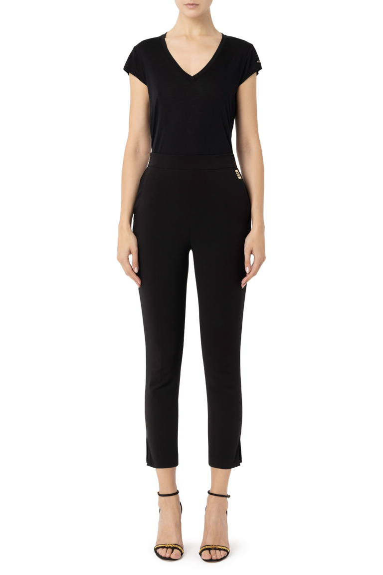 Jersey T-shirt with logo print - Clothing | Elisabetta Franchi® Outlet