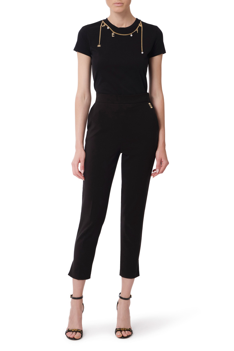T-shirt with necklace detail - T-shirts | Elisabetta Franchi® Outlet
