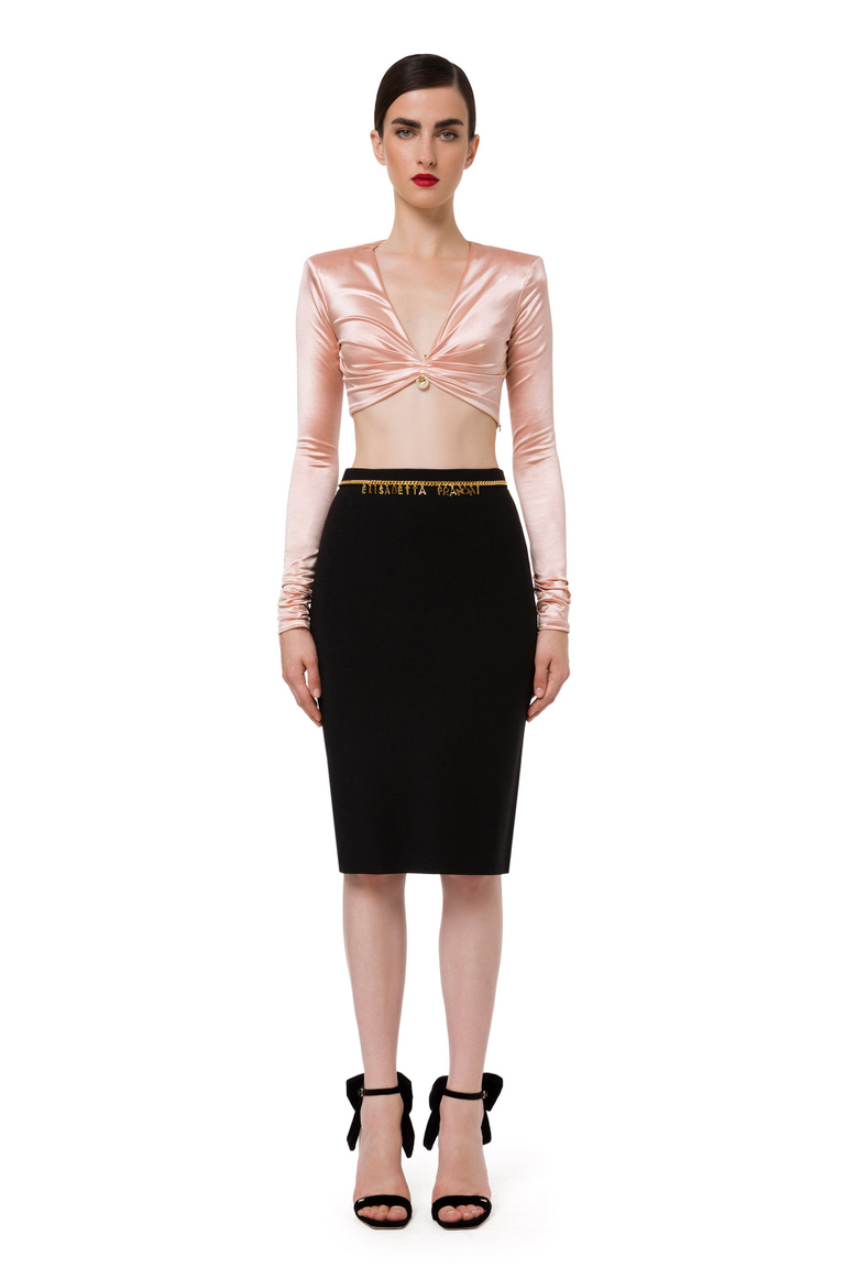Top with crossover and central piercing - Top | Elisabetta Franchi® Outlet