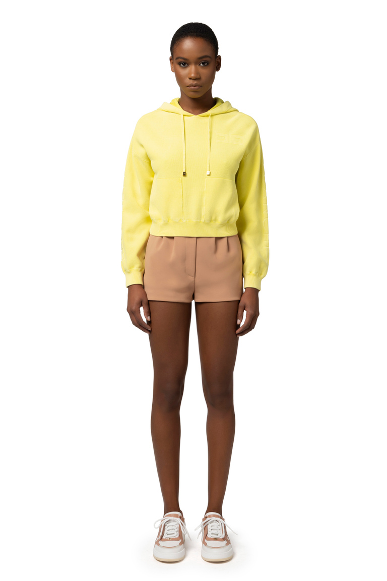 Cotton stone wash hooded sweatshirt - Sweatshirts | Elisabetta Franchi® Outlet