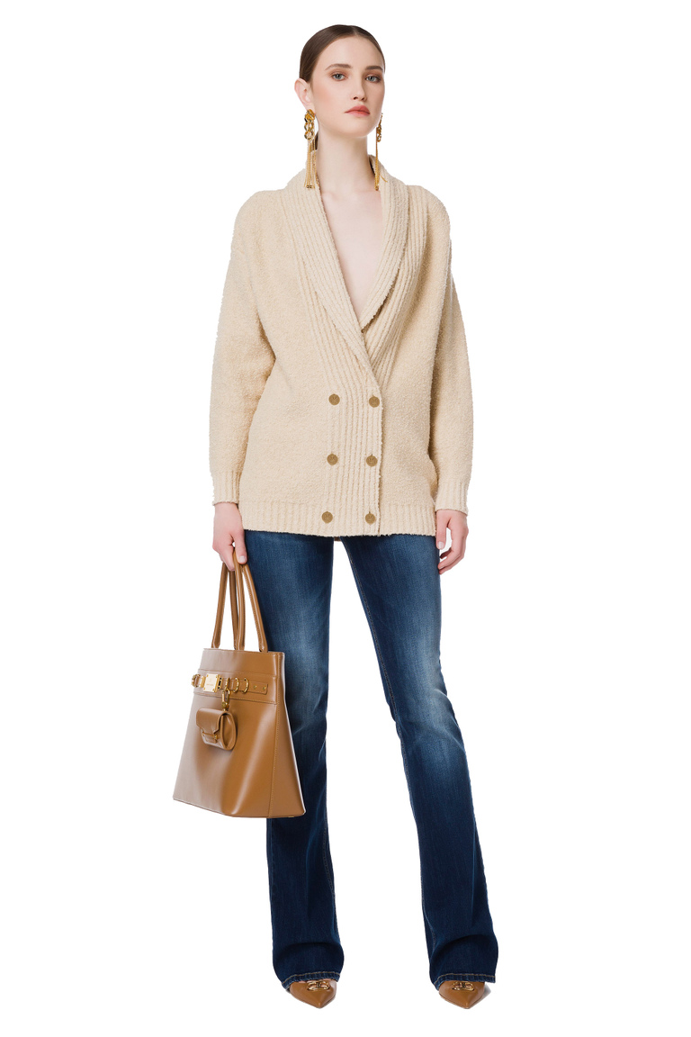 Terry-effect cardigan with lapels - Cardigans | Elisabetta Franchi® Outlet
