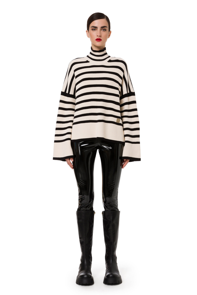 Large volume striped sweater - Knitwear | Elisabetta Franchi® Outlet