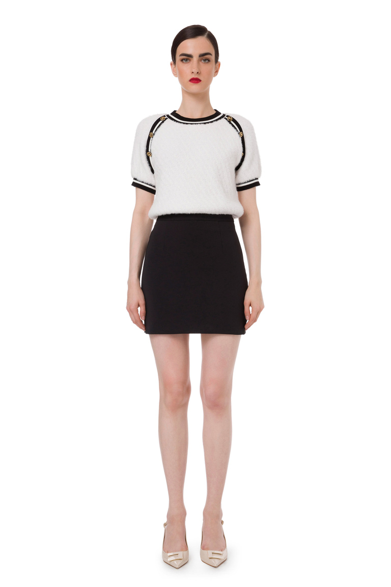 Short top with contrasts and gold buttons - New Now | Elisabetta Franchi® Outlet