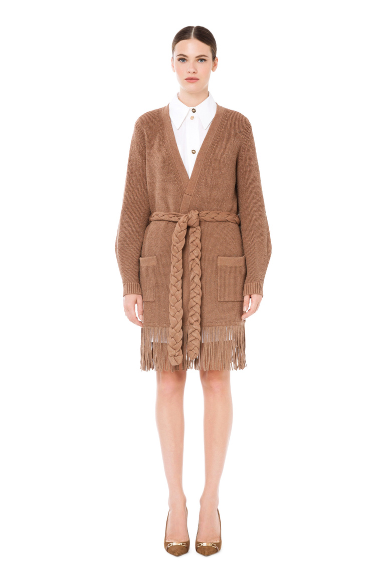 Maxi cardigan with fringes - Knitwear | Elisabetta Franchi® Outlet