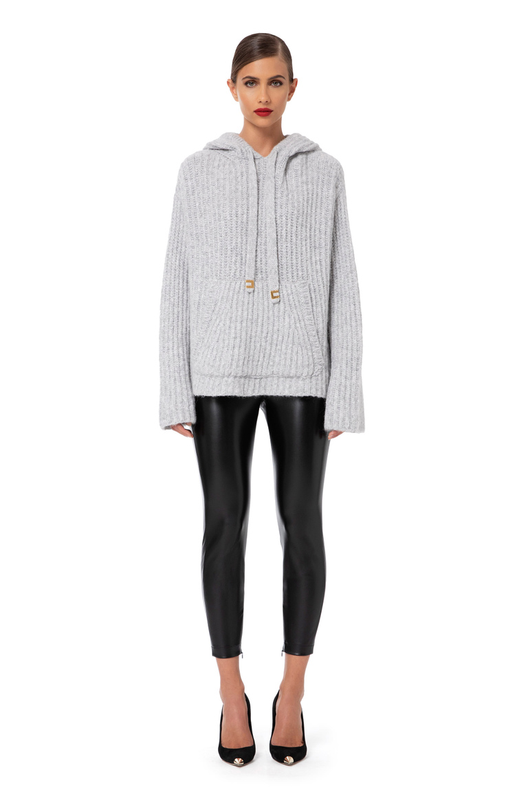 Maxi sweatshirt with hood and pocket - Sweatshirts | Elisabetta Franchi® Outlet